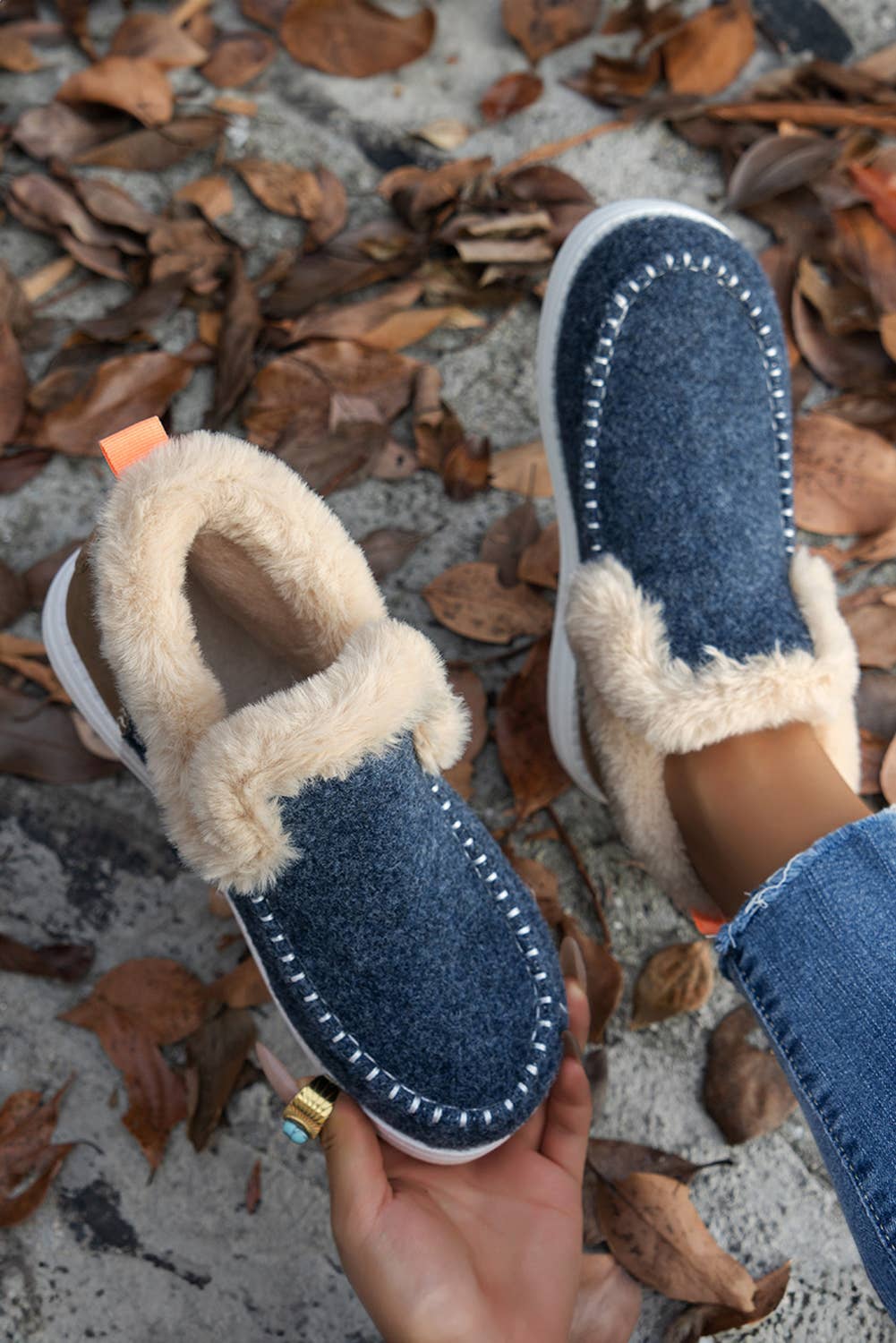Anklet Boots Suede Stitching Patchwork Plush Lined